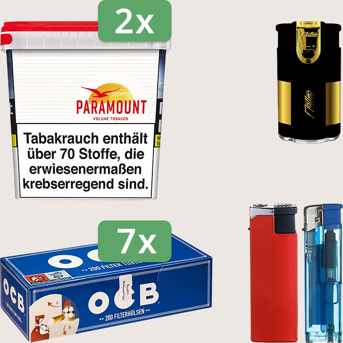 Paramount 2 x 315 g Sparpaket mit 1.400 OCB Hülsen und Feuerzeugset