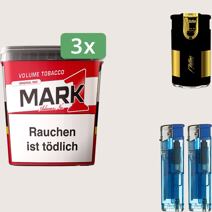 Mark 1 Original Red 3 x 320 g Sparpaket mit Feuerzeugset