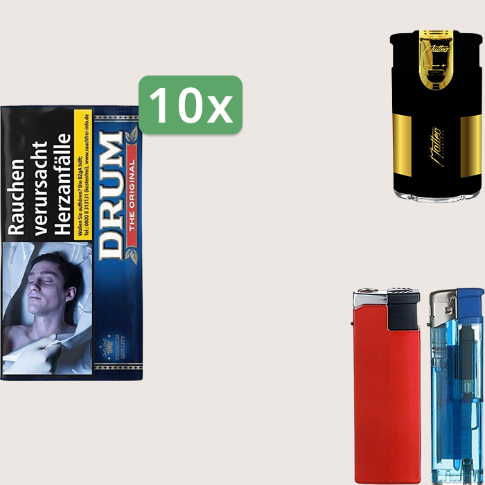 Drum Original 10 x 50 g Sparpaket mit Feuerzeugset