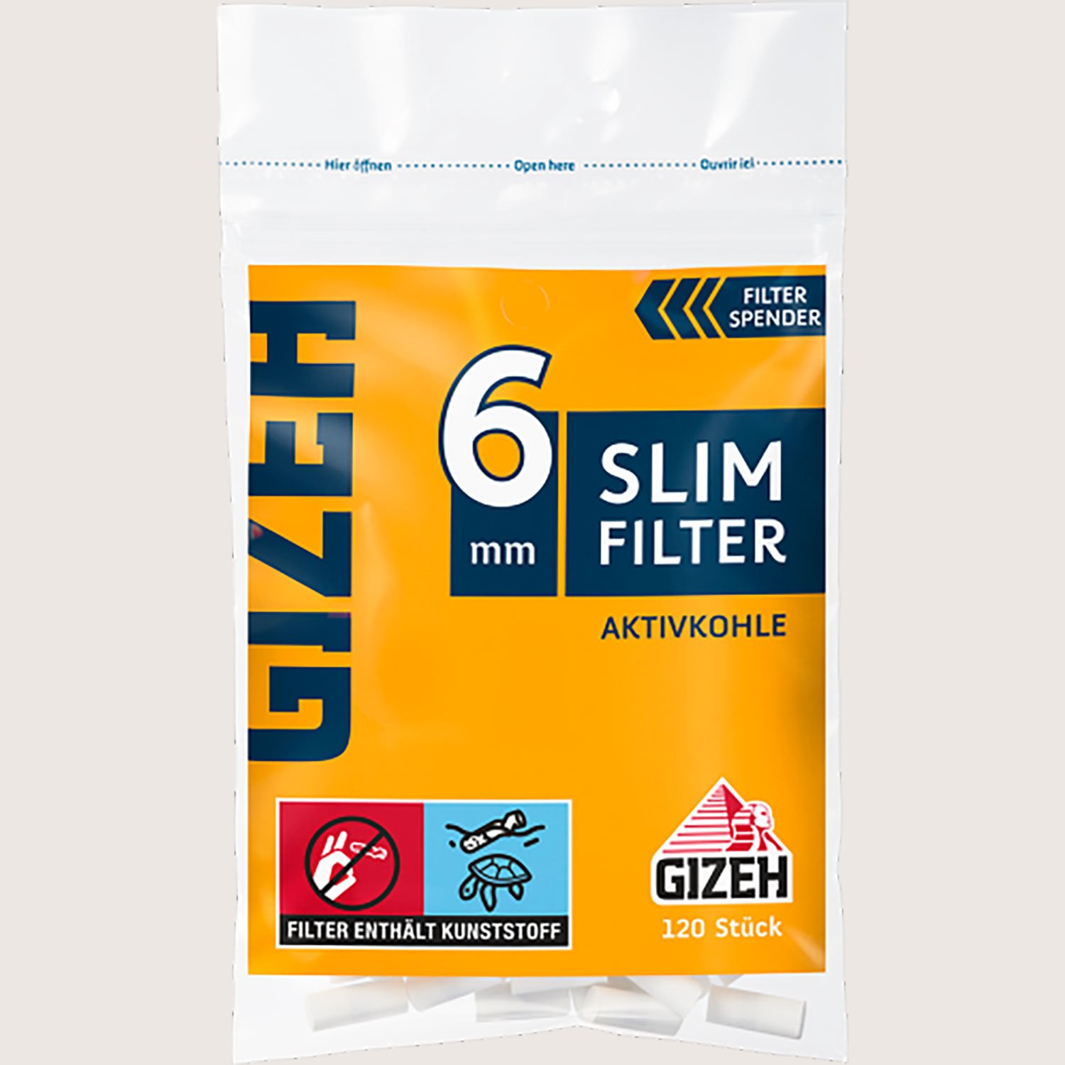Gizeh Slim Filter Aktivkohle 6 mm 120 Filter