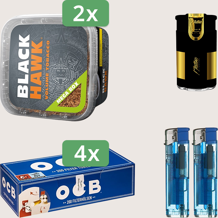 Black Hawk 2 x 230 g Sparpaket mit 800 OCB Hülsen und Feuerzeugset