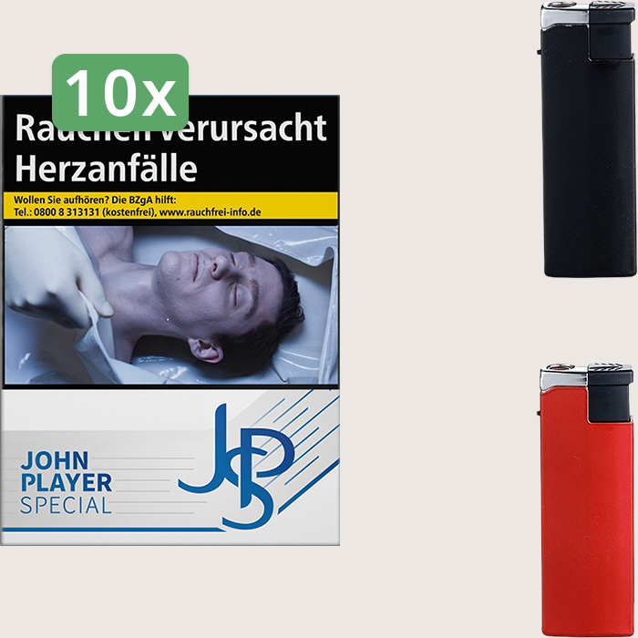 JPS Blue 10 x 9,00 € Sparpaket mit 210 Zigaretten und Feuerzeugset