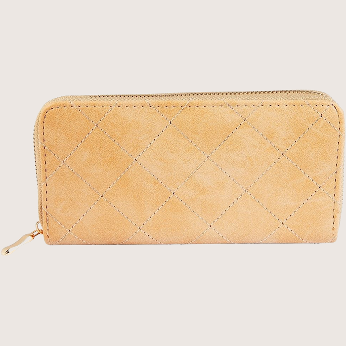 Damen Geldbörse aus Lederimitat - Hellbraun 19 x 10 cm