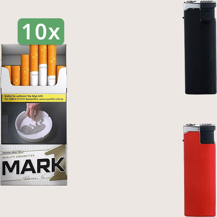 Mark 1 Gold Long 10 x 6,50 € Sparpaket mit 200 Zigaretten und Feuerzeugset
