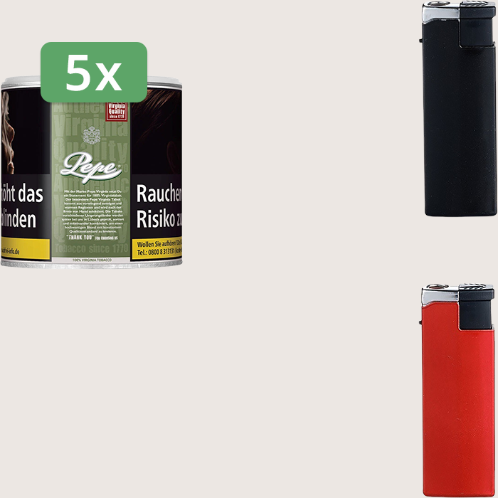 Pepe Rich Green 5 x 80 g Sparpaket mit Feuerzeugen