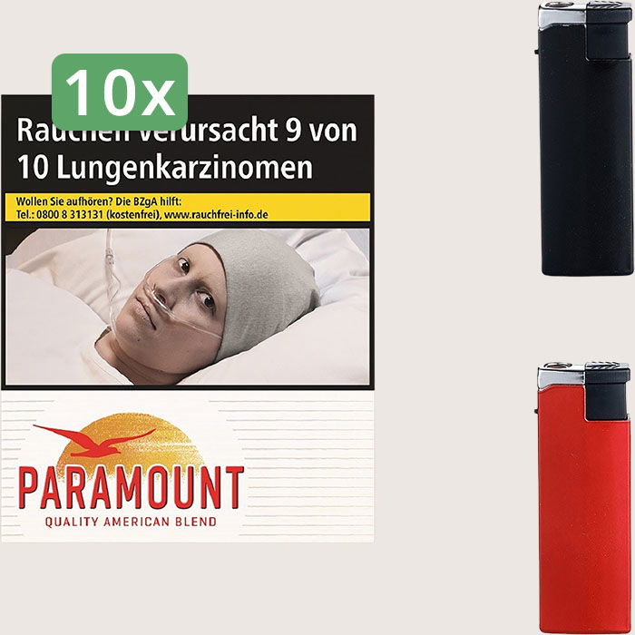 Paramount Red 10 x 13,40 € Sparpaket mit 400 Zigaretten und Feuerzeugset Paramount Red 10 x 13,40 € Sparpaket mit 400 Zigaretten und Feuerzeugset