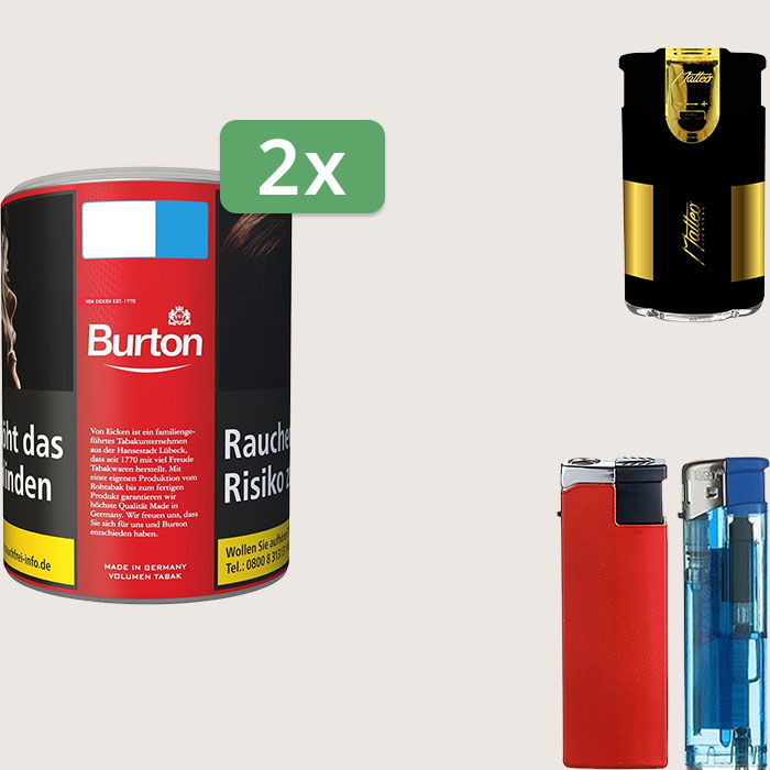 Burton Full Red 2 x 65 g Sparpaket mit Feuerzeugset