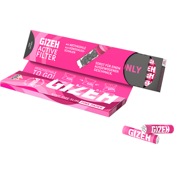 Gizeh Pink King Size Slim + Active Filter 34 Blättchen Gizeh Pink King Size Slim + Active Filter 34 Blättchen