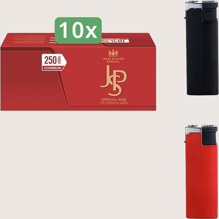 JPS Red Special Sparpaket mit 2.500 Hülsen und Feuerzeugset