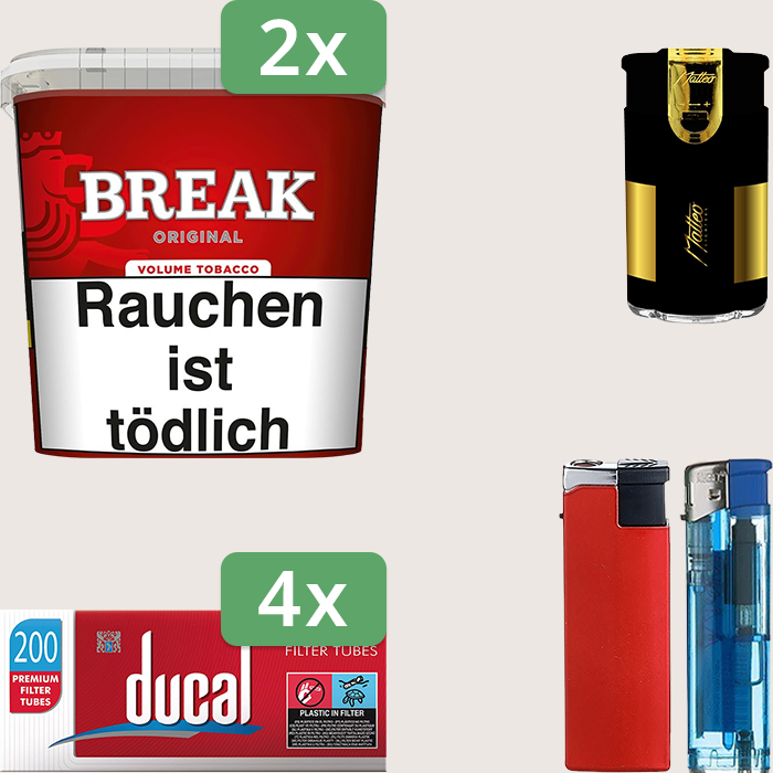 Break Original 2 x 195 g Sparpaket mit 800 Ducal Hülsen und Feuerzeugset