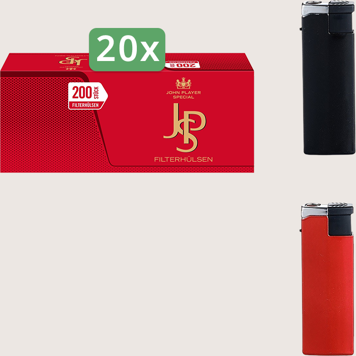 JPS Red Sparpaket mit 4.000 Hülsen und Feuerzeugset