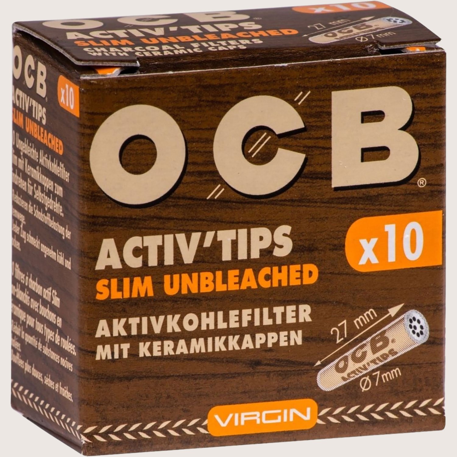 OCB ActivTips Slim Unbleached 7 mm 10 Filter