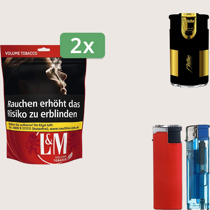 L&M Red 2 x 85 g Sparpaket mit Feuerzeugset