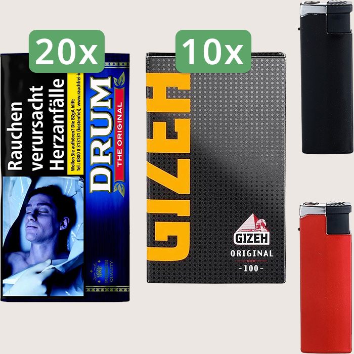 Drum Original 20 x 30 g Sparpaket mit 1.000 Gizeh Black Original Magnet Blättchen
