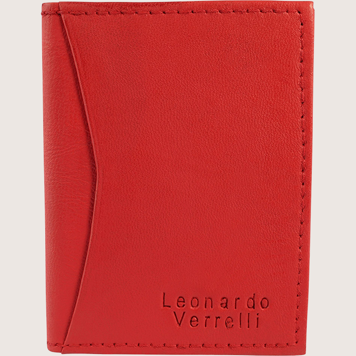 Leonardo Verrelli Kartenetui aus Echtleder - Rot