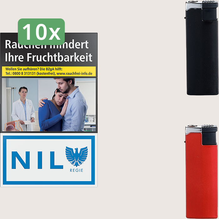 Nil Weiß 10 x 9,20 € Sparpaket mit 200 Zigaretten und Feuerzeugset