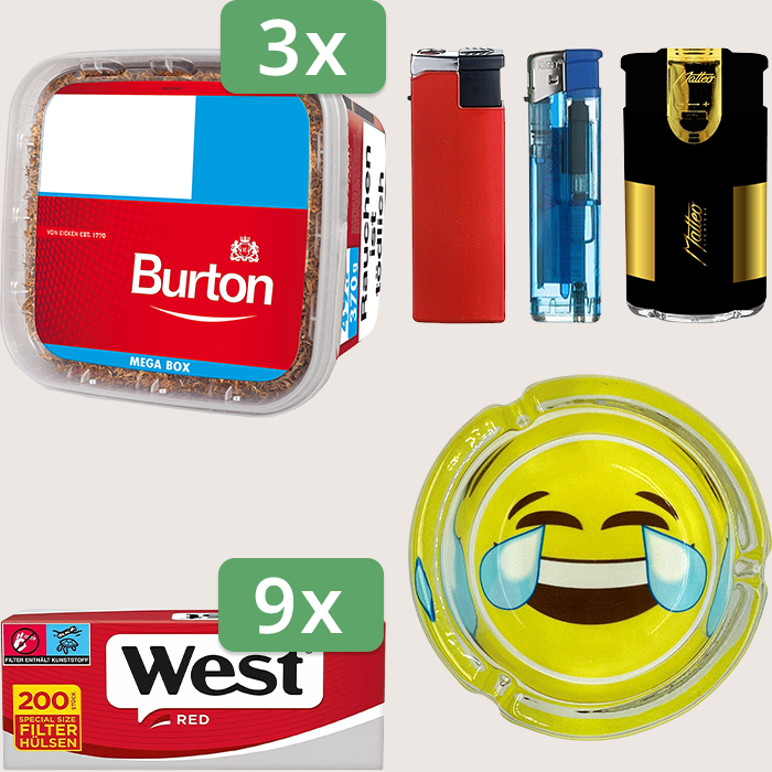 Burton Full Red 3 x 270 g mit 1.800 West Red Hülsen und Aschenbecher
