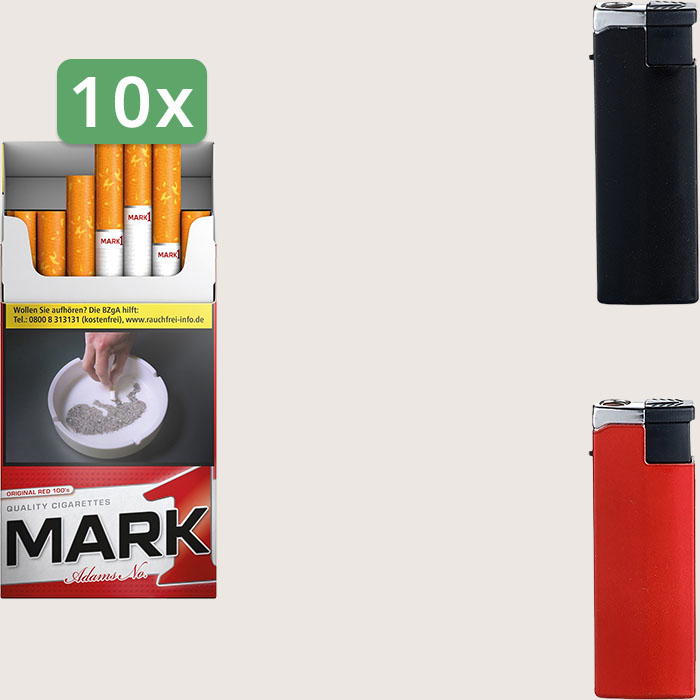 Mark 1 Red Long 10 x 6,80 € Sparpaket mit 200 Zigaretten und Feuerzeugset