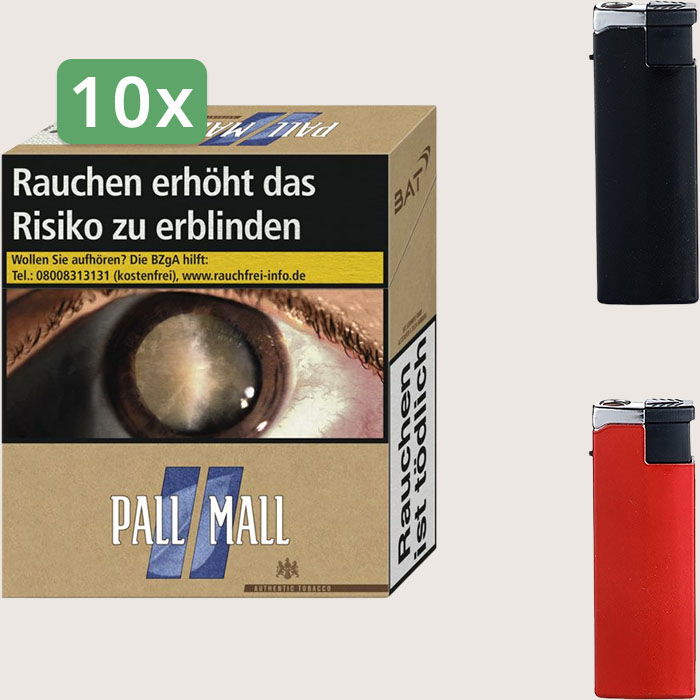 Pall Mall Authentic Blue 10 x 10,00 € Sparpaket mit 260 Zigaretten und Feuerzeugset