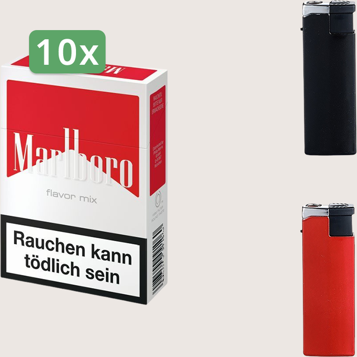 Marlboro Mix 10 x 9,40 € Sparpaket mit 200 Zigaretten und Feuerzeugset