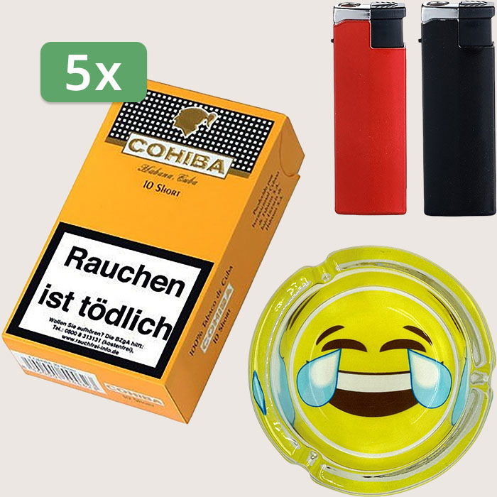 Cohiba Shorts 5 x 16,77 € Sparpaket mit 50 Zigarillos, Aschenbecher und Feuerzeugset