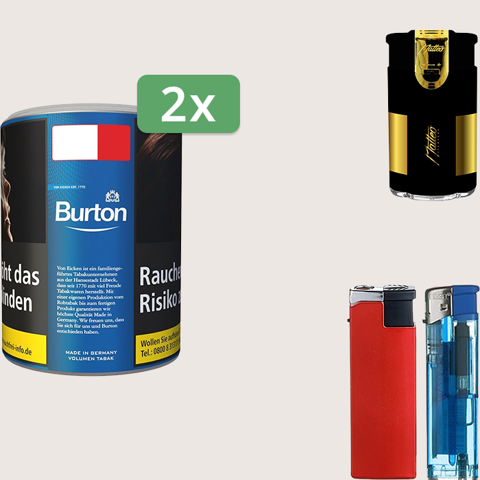 Burton Blue 2 x 65 g Sparpaket mit Feuerzeugset