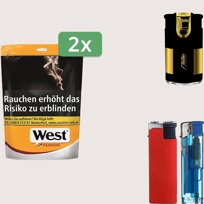 West Yellow 2 x 93 g Sparpaket mit Feuerzeugset