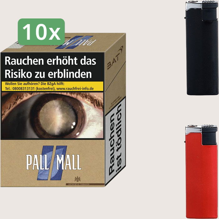 Pall Mall Authentic Blue 10 x 12,00 € Sparpaket mit 320 Zigaretten und Feuerzeugset