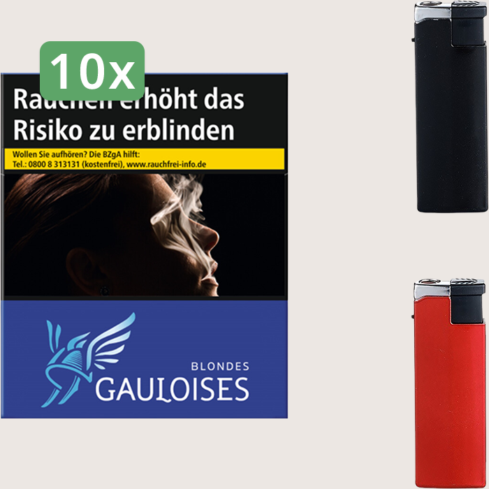 Gauloises Blondes Blau 10 x 15,00 € Sparpaket mit 360 Zigaretten und Feuerzeugset