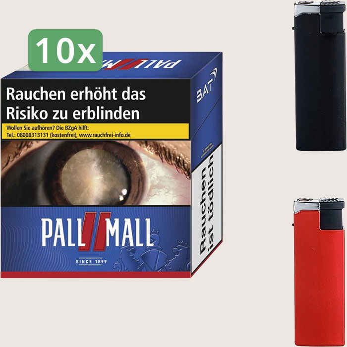 Pall Mall Red 10 x 21,00 € Sparpaket mit 600 Zigaretten und Feuerzeugset