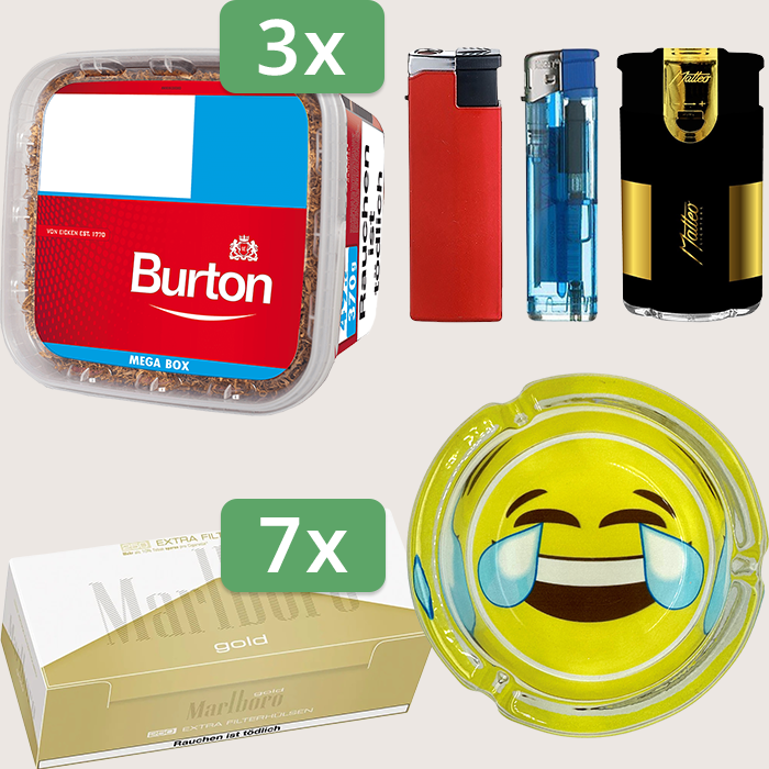 Burton Full Red 3 x 270 g mit 1.750 Marlboro Gold Extra Hülsen und Aschenbecher