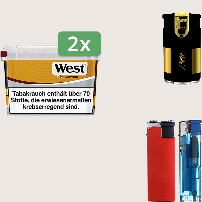 West Yellow 2 x 115 g Sparpaket mit Feuerzeugset