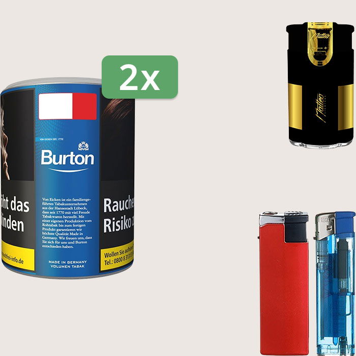 Burton Blue 2 x 65 g Sparpaket mit Feuerzeugset