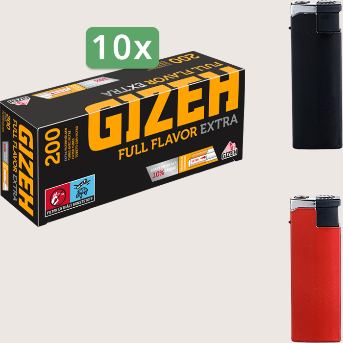 Gizeh Full Flavor Extra Sparpaket mit 2.000 Hülsen und Feuerzeugset