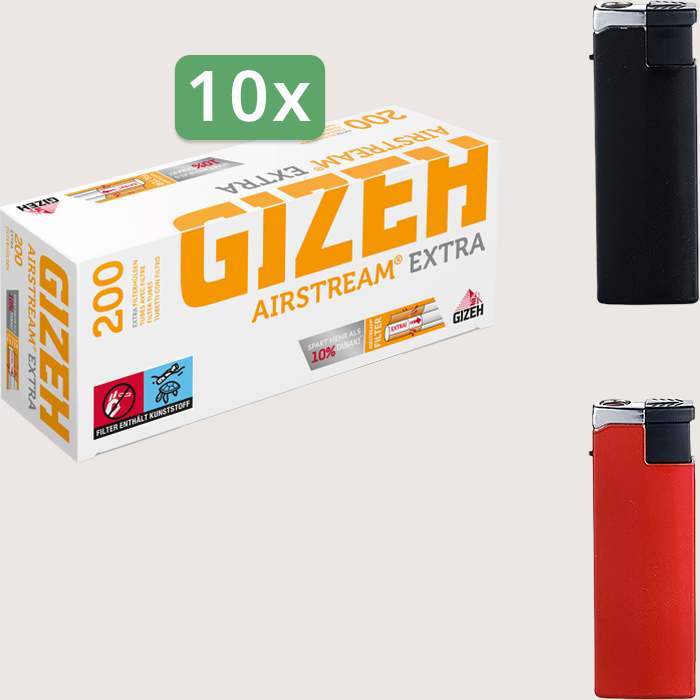 Gizeh Airstream Extra Sparpaket mit 2.000 Hülsen und Feuerzeugset