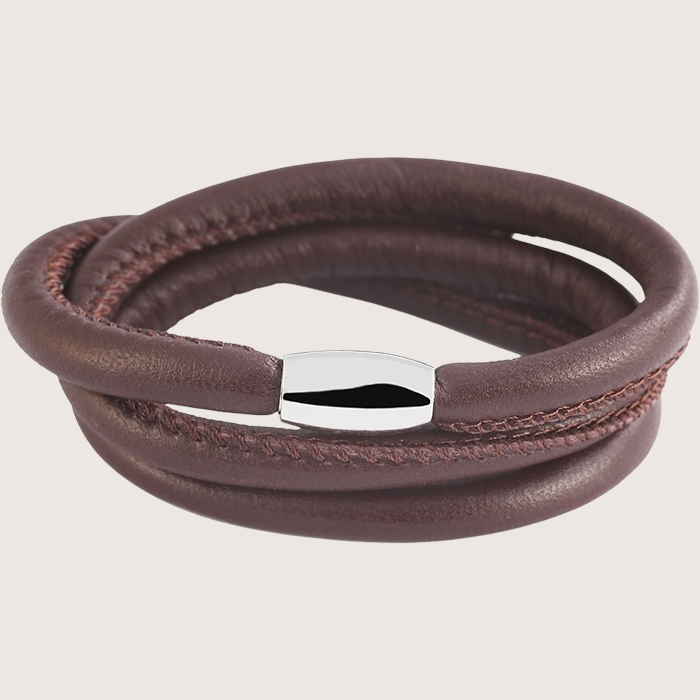 Echtleder Rundarmband - Braun - 54 cm