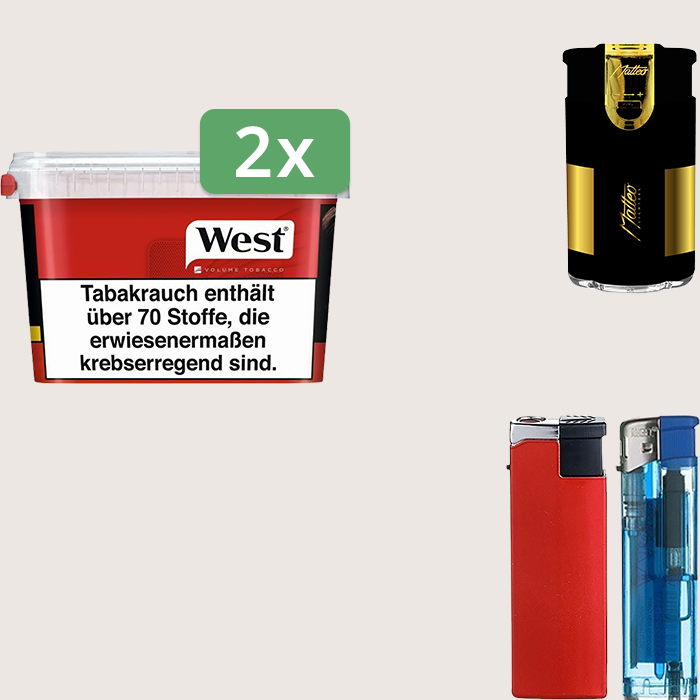 West Red 2 x 115 g Sparpaket mit Feuerzeugset