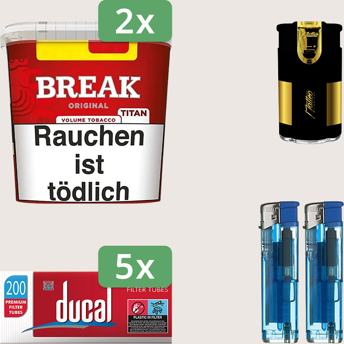 Break Original 2 x 300 g Sparpaket mit 1.000 Ducal Hülsen und Feuerzeugset