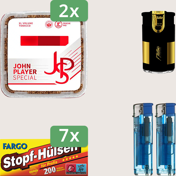 JPS Red 2 x 420 g Sparpaket mit 1.400 Fargo Stopfhülsen und Feuerzeugset