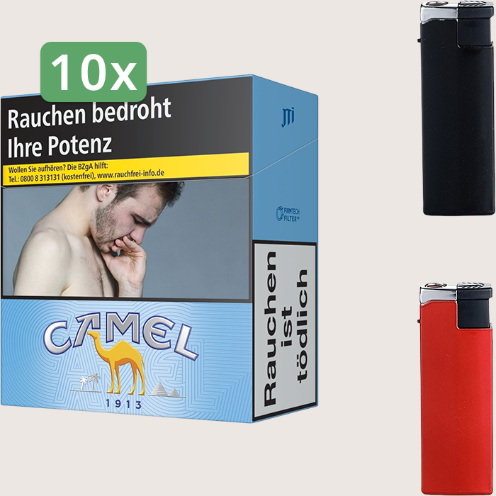Camel Blue 10 x 20,00 € Sparpaket mit 560 Zigaretten und Feuerzeugset