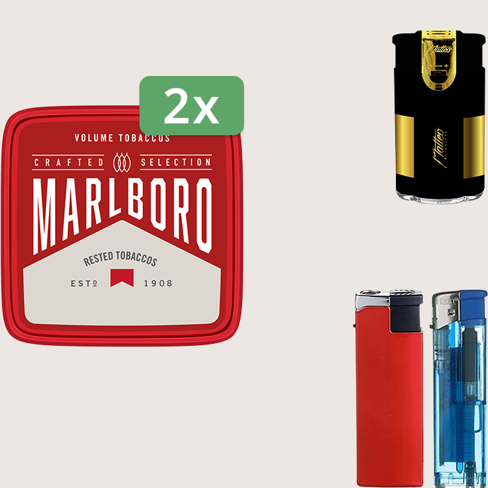 Marlboro Crafted 2 x 230 g Sparpaket mit Feuerzeugset