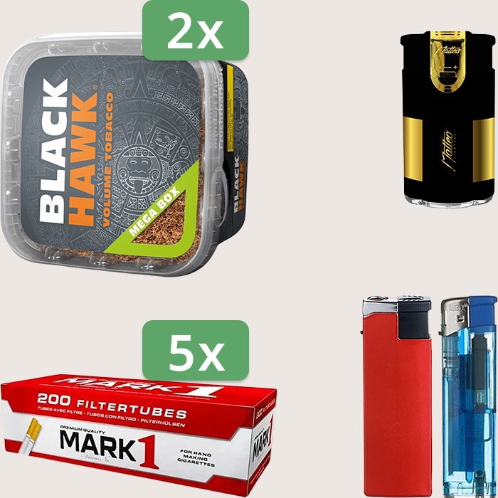 Black Hawk 2 x 230 g Sparpaket mit 1.000 Mark 1 Hülsen und Feuerzeugset