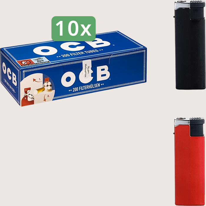 OCB Sparpaket mit 2.000 Hülsen und Feuerzeugset