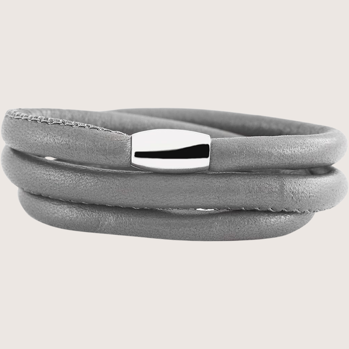 Echtleder Rundarmband - Grau - 54 cm