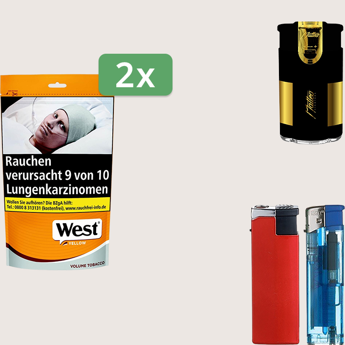 West Yellow 2 x 150 g Sparpaket mit Feuerzeugset