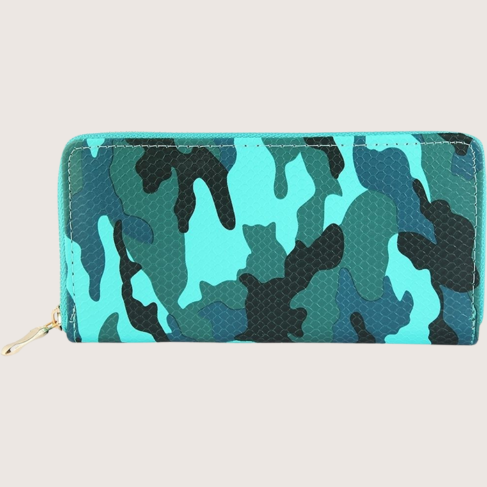 Geldbörse aus Lederimitat - Camouflage Blau 20 x 10 cm