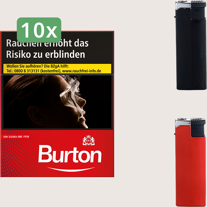 Burton Original 10 x 9,50 € Sparpaket mit 290 Zigaretten und Feuerzeugset
