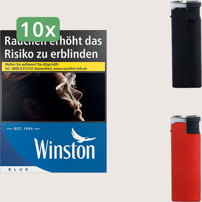 Winston Blue 10 x 10,00 € Sparpaket mit 260 Zigaretten und Feuerzeugset