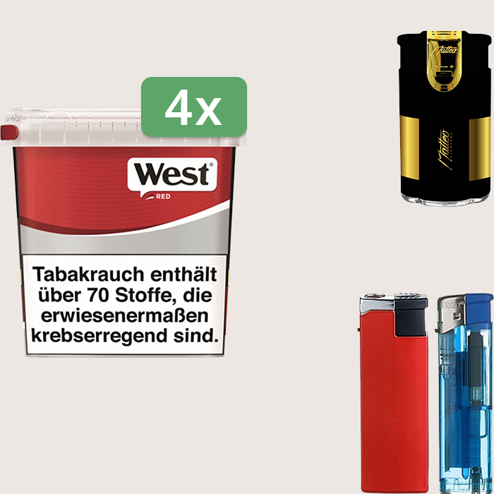 West Red 4 x 170 g Sparpaket mit Feuerzeugset