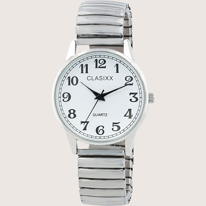 Clasixx Herrenuhr 39 mm mit Zugband - Silber